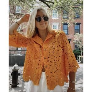 Anthropologie Orange Lace Blouse